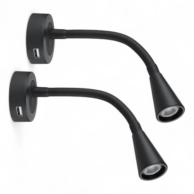 Pair of Zen Reading Lights with USB and Dimming