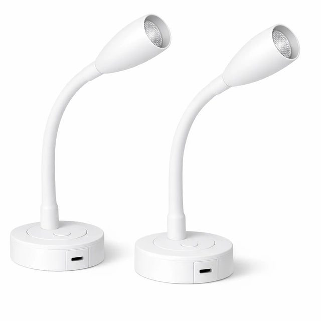 Pair of White Max Reading Lights with USB C and Dimming