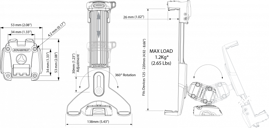 ROKK Mini Tablet Mount Kit - Screw Down Base