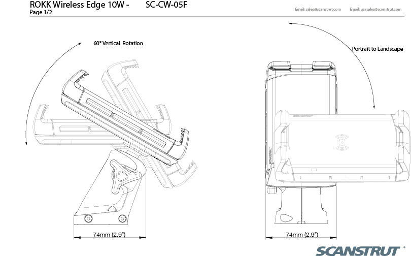 ROKK Wireless EDGE 12/24V Waterproof Phone Charging