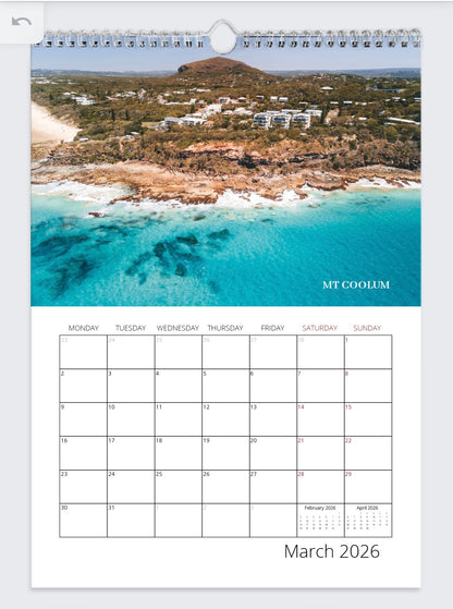 Sunshine Coast 2026 A2 Wall Calendar – Premium Photography by KTH Photos.