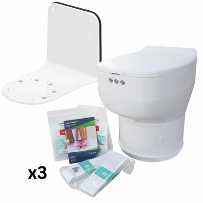 LooSeal Elite Toilet Bundle with Adapter Plate – 3 Months of Supplies