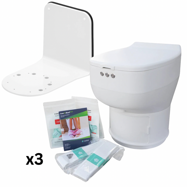 LooSeal Elite Toilet Bundle with Adapter Plate – 3 Months of Supplies