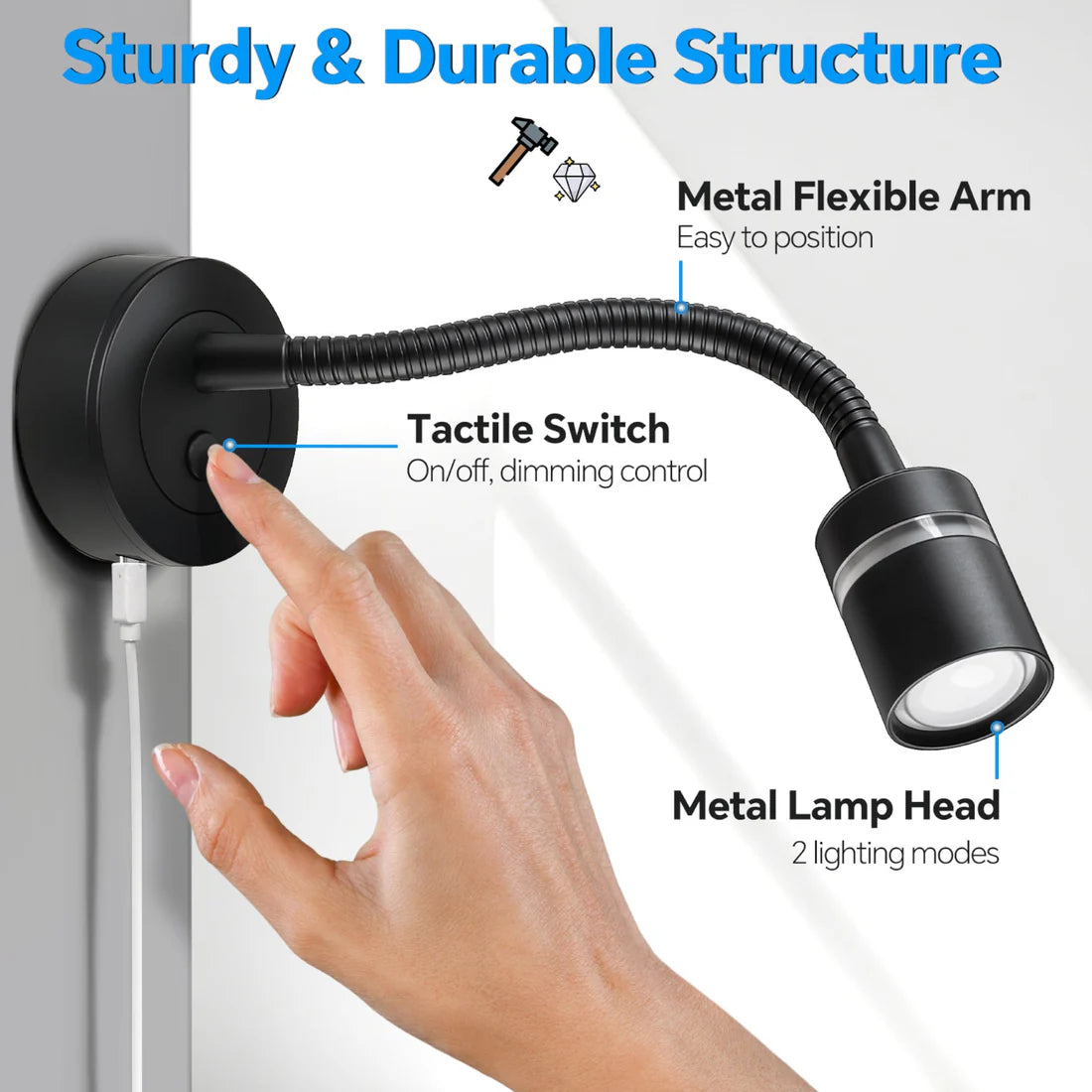 Pair of Black Evo Reading Lights With Dimming and USB