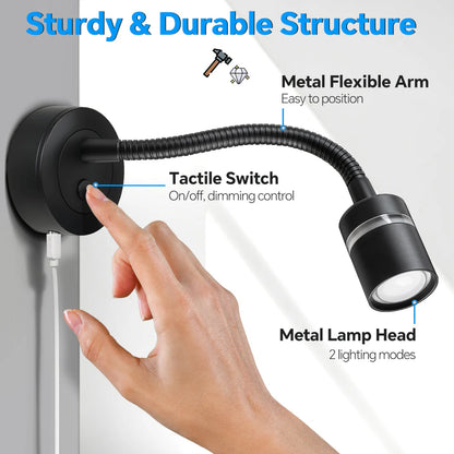 Pair of Black Evo Reading Lights With Dimming and USB