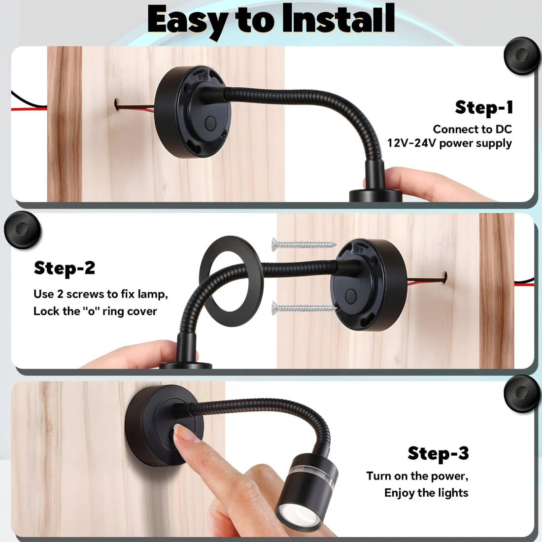 Pair of Black Evo Reading Lights With Dimming and USB