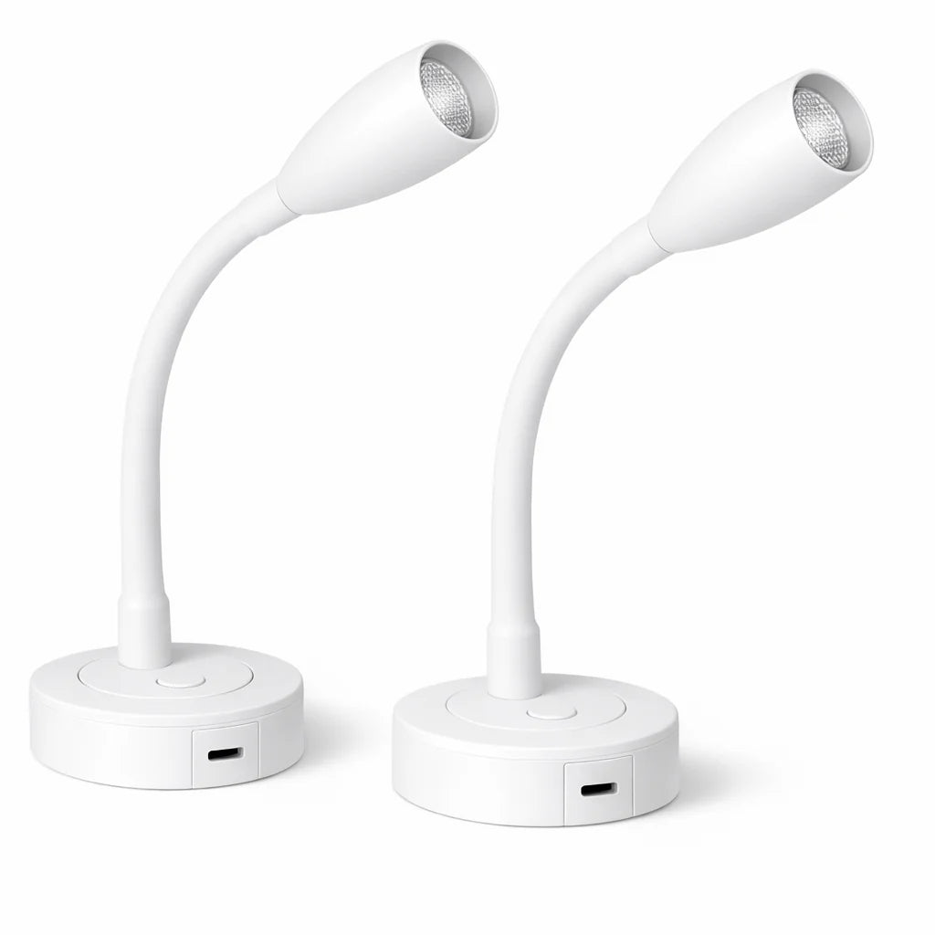 Pair of White Max Reading Lights with USB C and Dimming