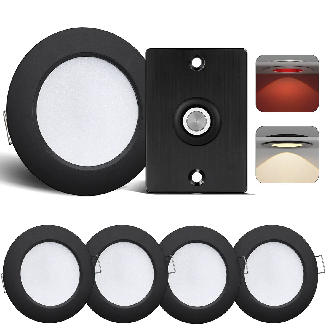 Black Downlight Dimmer & Switch Kit (4 Pack) Warm White