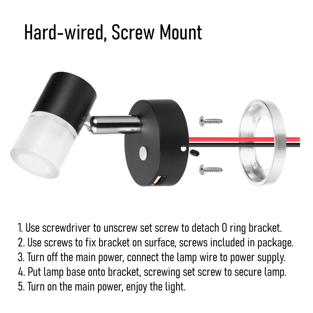 12v LED Swivel Reading Light Black