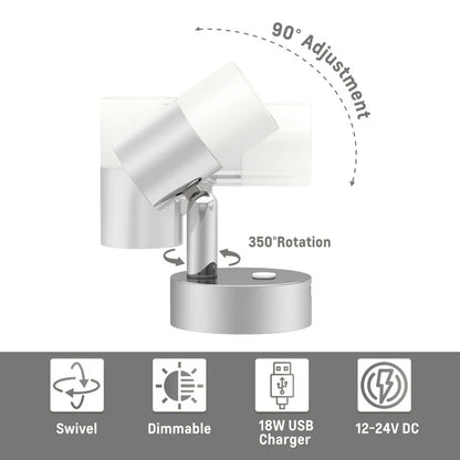 12v LED Swivel Reading Light Chrome