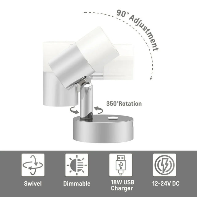 12v LED Swivel Reading Light Chrome