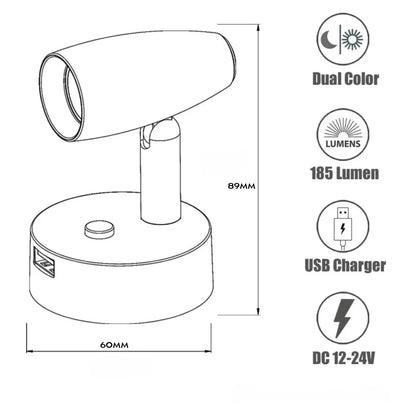 12/24 Volt Reading Spotlight for Caravans (Nickel)