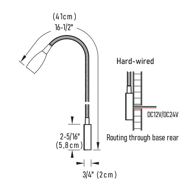 12 / 24v Wall Reading Light (Gun Metal Gloss Black)