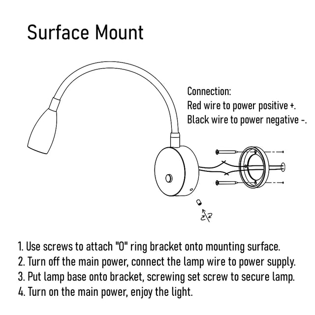 12 / 24v Wall Reading Light (Gun Metal Gloss Black)