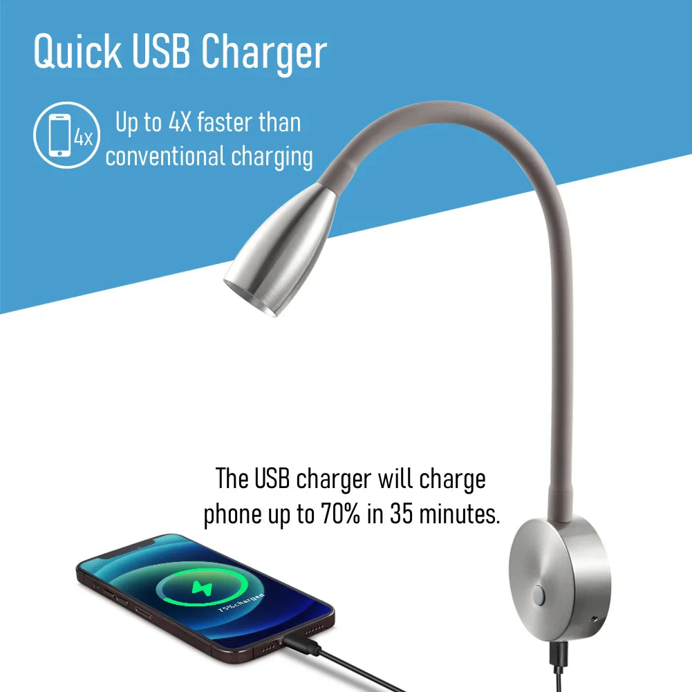 12 / 24v Wall Reading Light (Nickel)