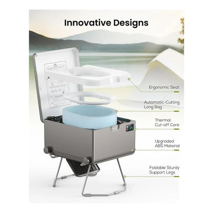 LooSeal EVO Auto Sealing Waterless Portable Toilet Grey