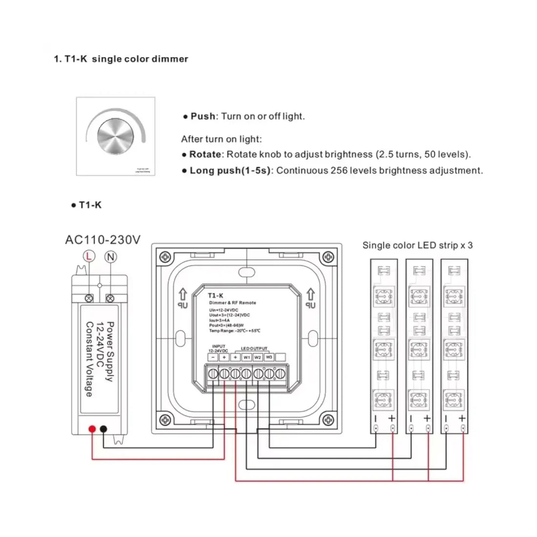T1K (White) Glass Modern | Dimmer