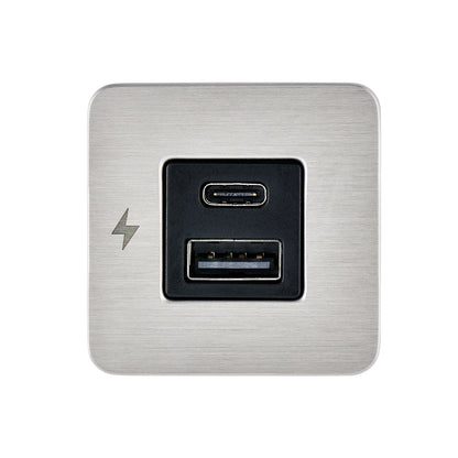 USB-A & C Interior Charging Socket - Stainless Steel
