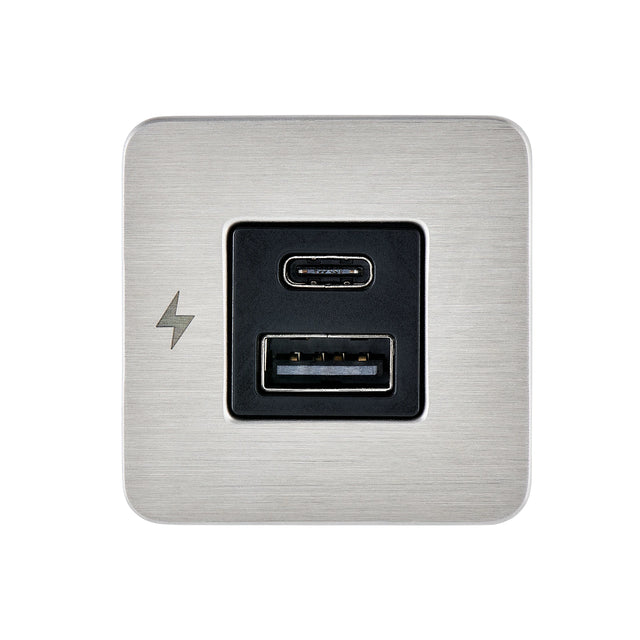USB-A & C Interior Charging Socket - Stainless Steel