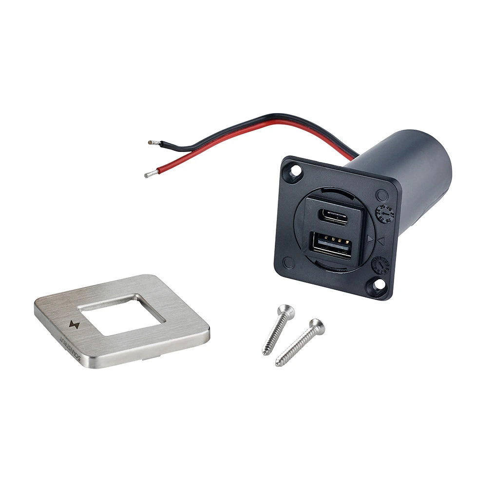 USB-A & C Interior Charging Socket - Stainless Steel