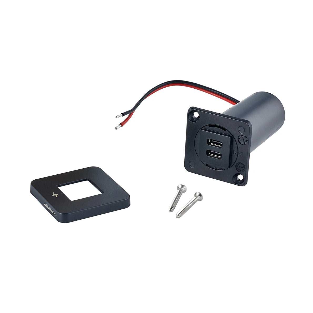 Dual USB-C Interior Charging Socket - Black Bezel