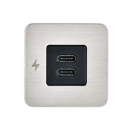 Dual USB-C Interior Charging Socket - Stainless Steel