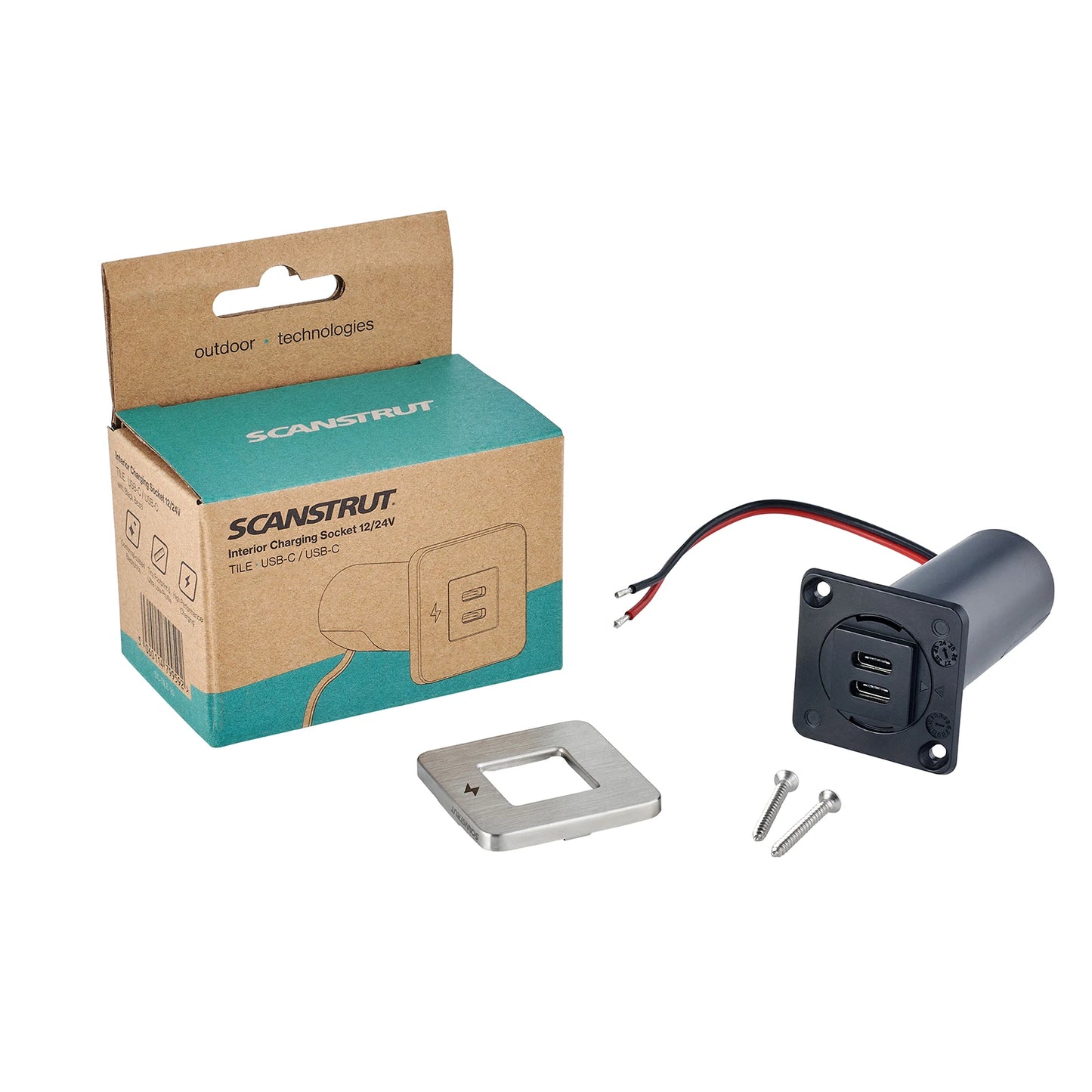 Dual USB-C Interior Charging Socket - Stainless Steel