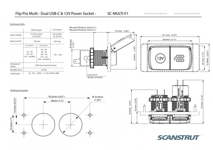 FLIP PRO SC-Multi-F1 12V Socket & Dual USB-C