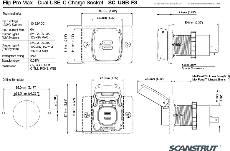 FLIP PRO MAX Ultra Charge Dual USB-C Charging Socket