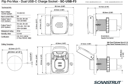 FLIP PRO MAX Ultra Charge Dual USB-C Charging Socket
