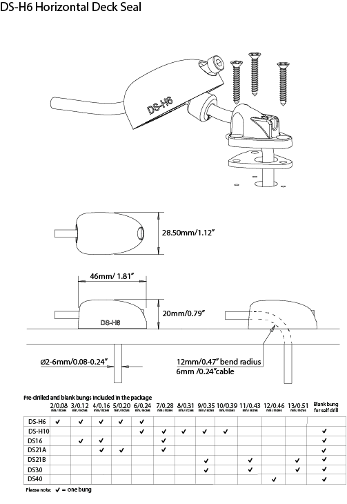 DS-H6 Horizontal Cable Seals