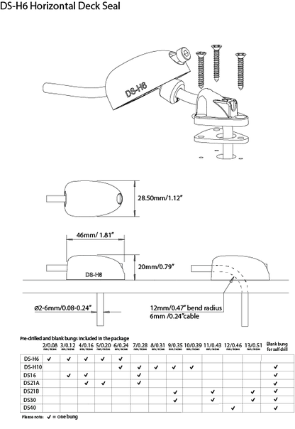 DS-H6 Horizontal Cable Seals
