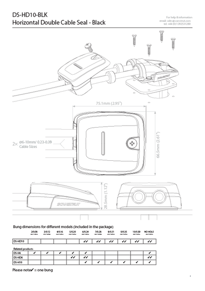 DS-HD10-BLK Double Horizontal Cable Seals