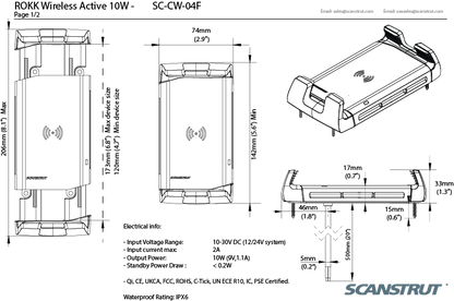 ROKK Wireless ACTIVE 12/24V Waterproof Phone Charging