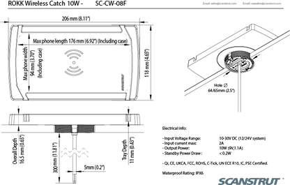 ROKK Wireless CATCH 12/24V Waterproof Phone Charging