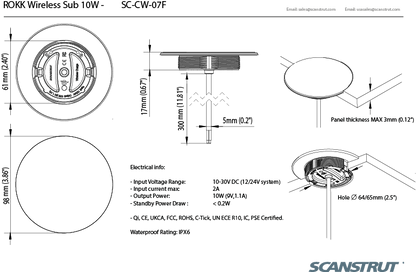 ROKK Wireless SUB 12/24V Waterproof Phone Charging